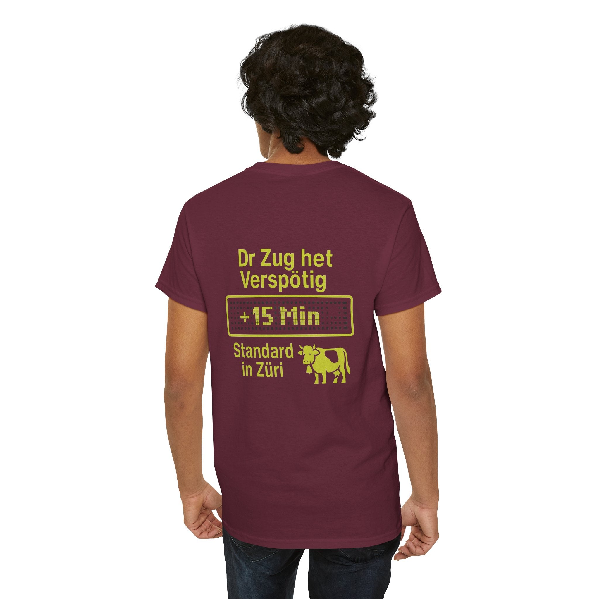 Dr Zug het Verspötig – Schweizer ÖV Meme Shirt