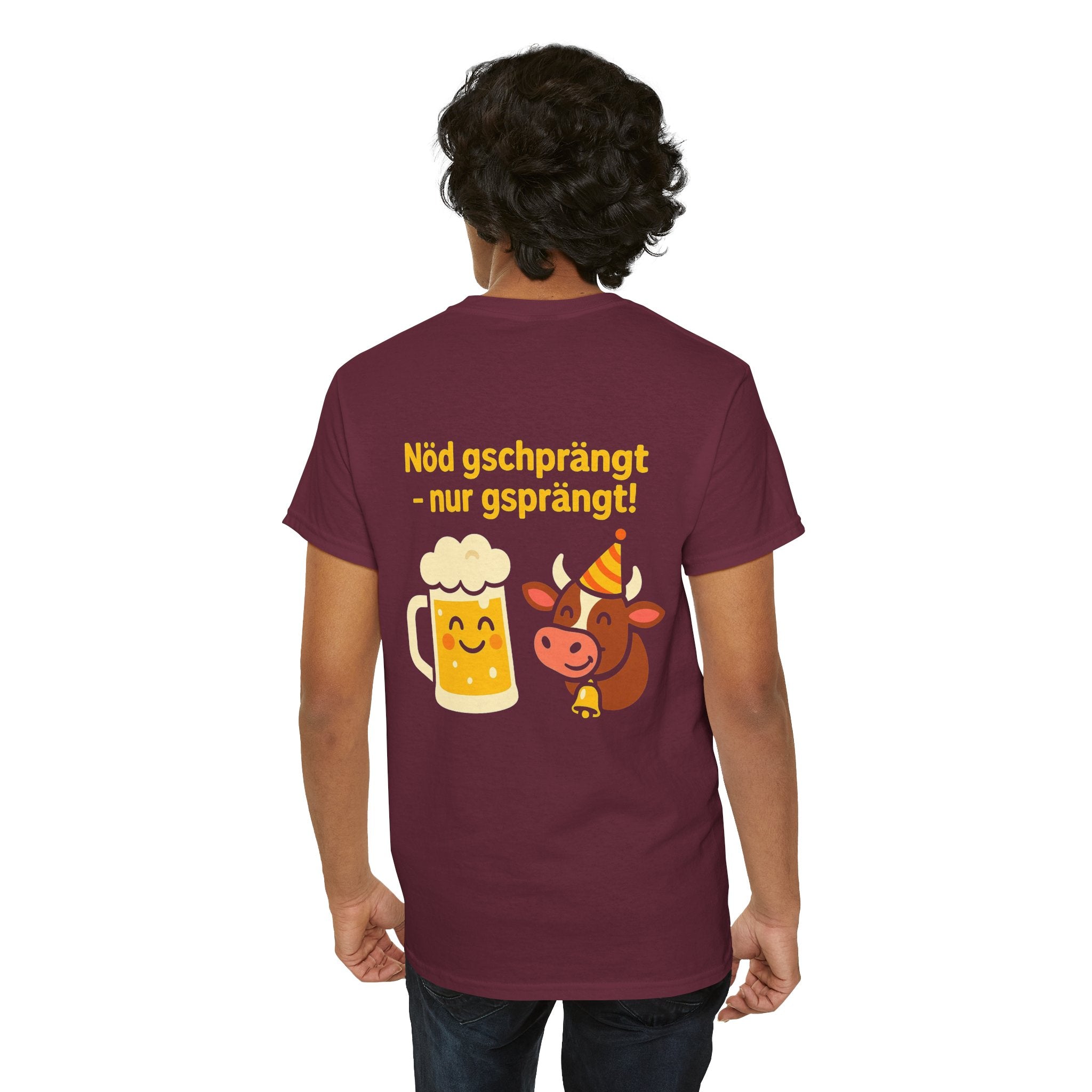 Nöd gschprängt – nur gsprängt – Schweizer Party Humor Shirt