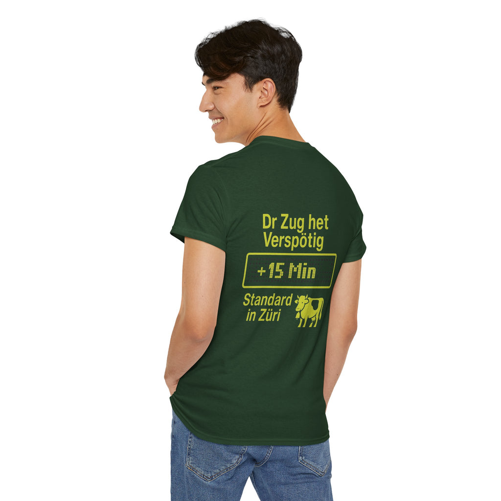 Dr Zug het Verspötig – Schweizer ÖV Meme Shirt