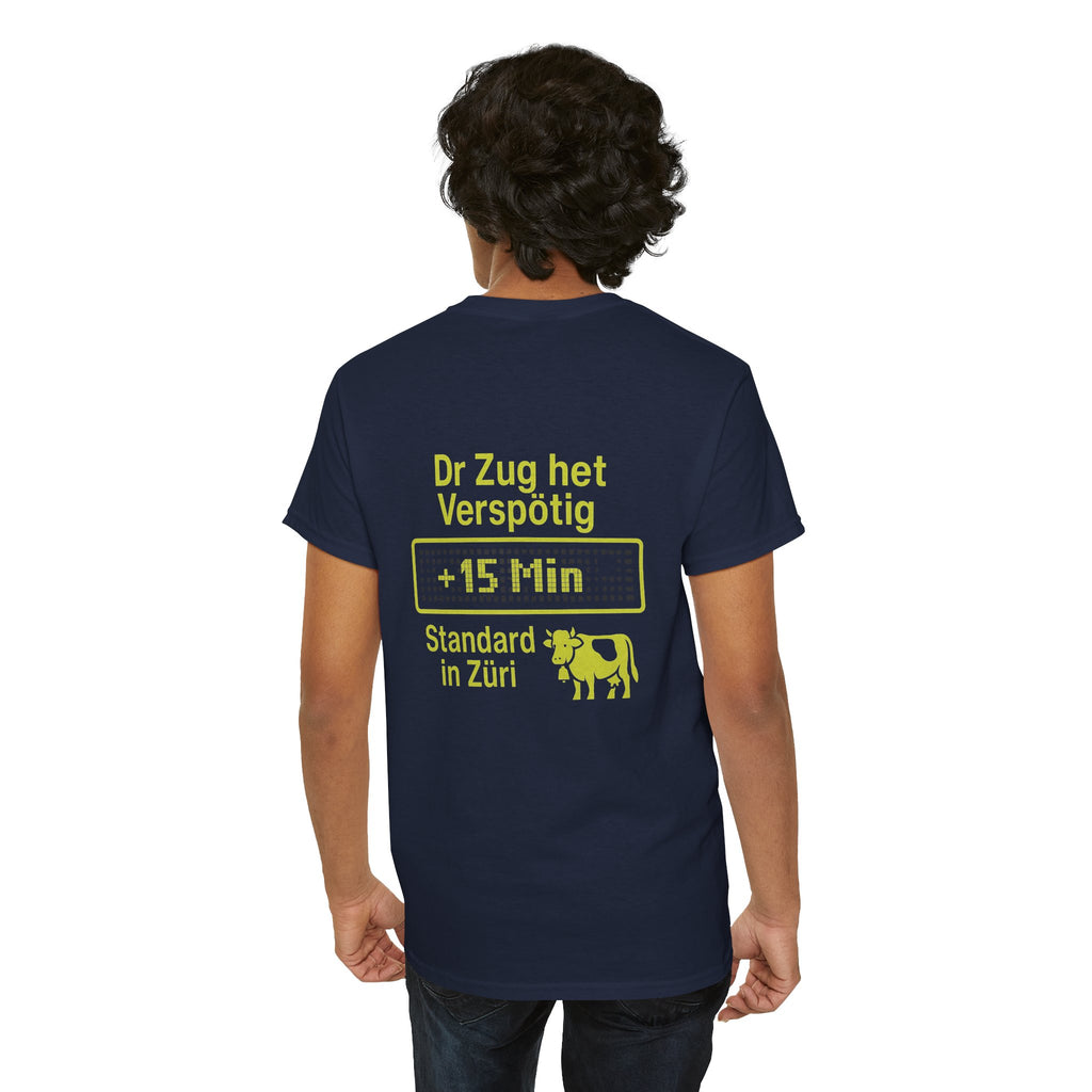 Dr Zug het Verspötig – Schweizer ÖV Meme Shirt