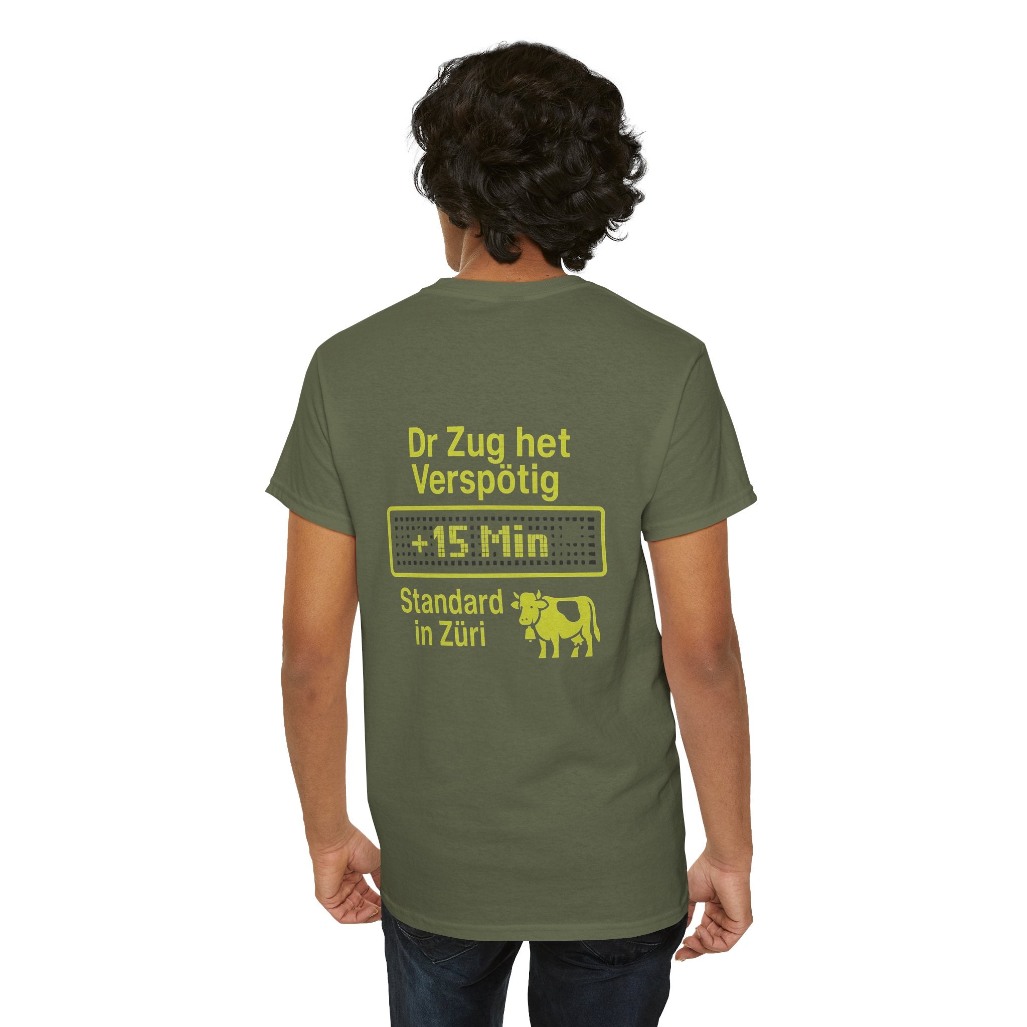 Dr Zug het Verspötig – Schweizer ÖV Meme Shirt