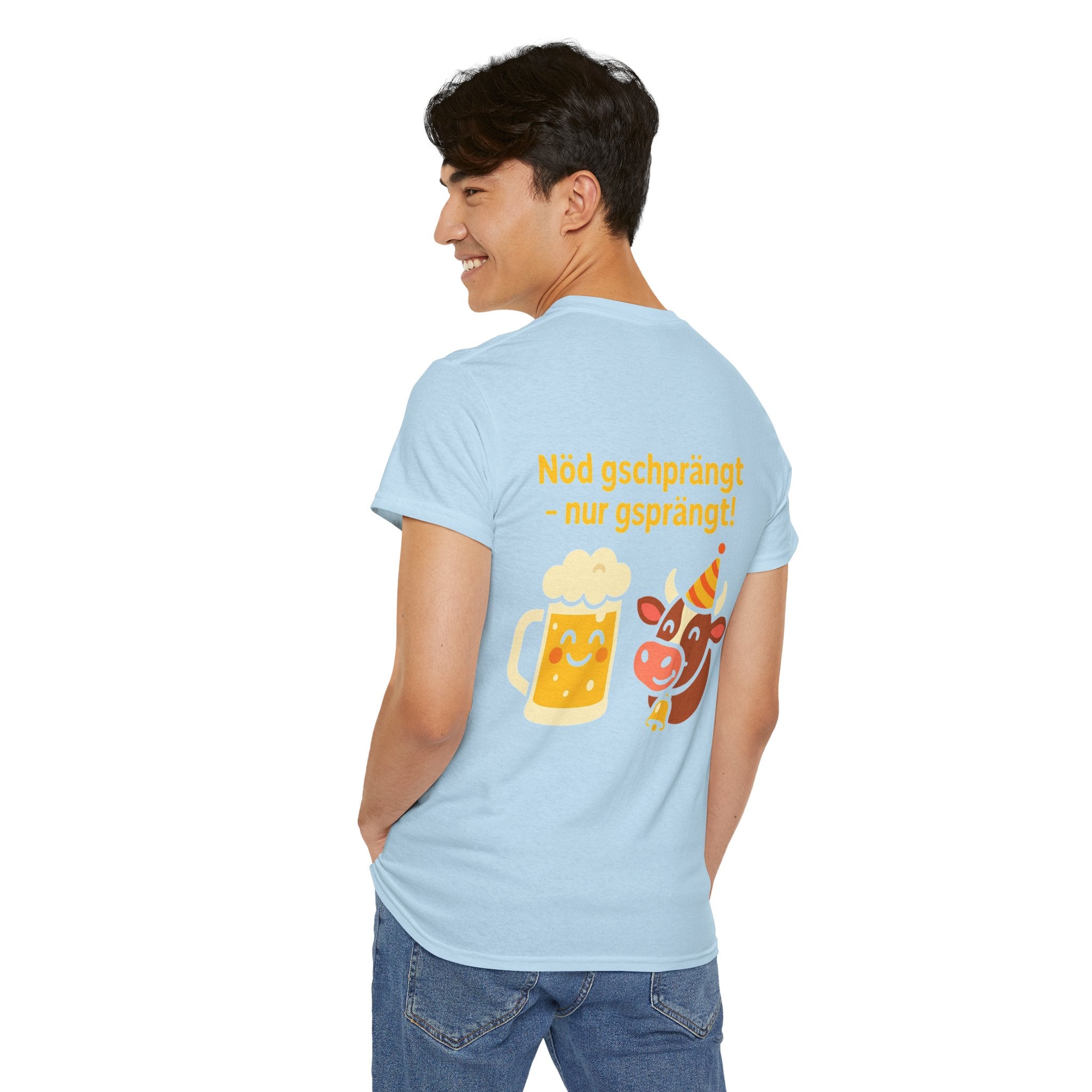 Nöd gschprängt – nur gsprängt – Schweizer Party Humor Shirt