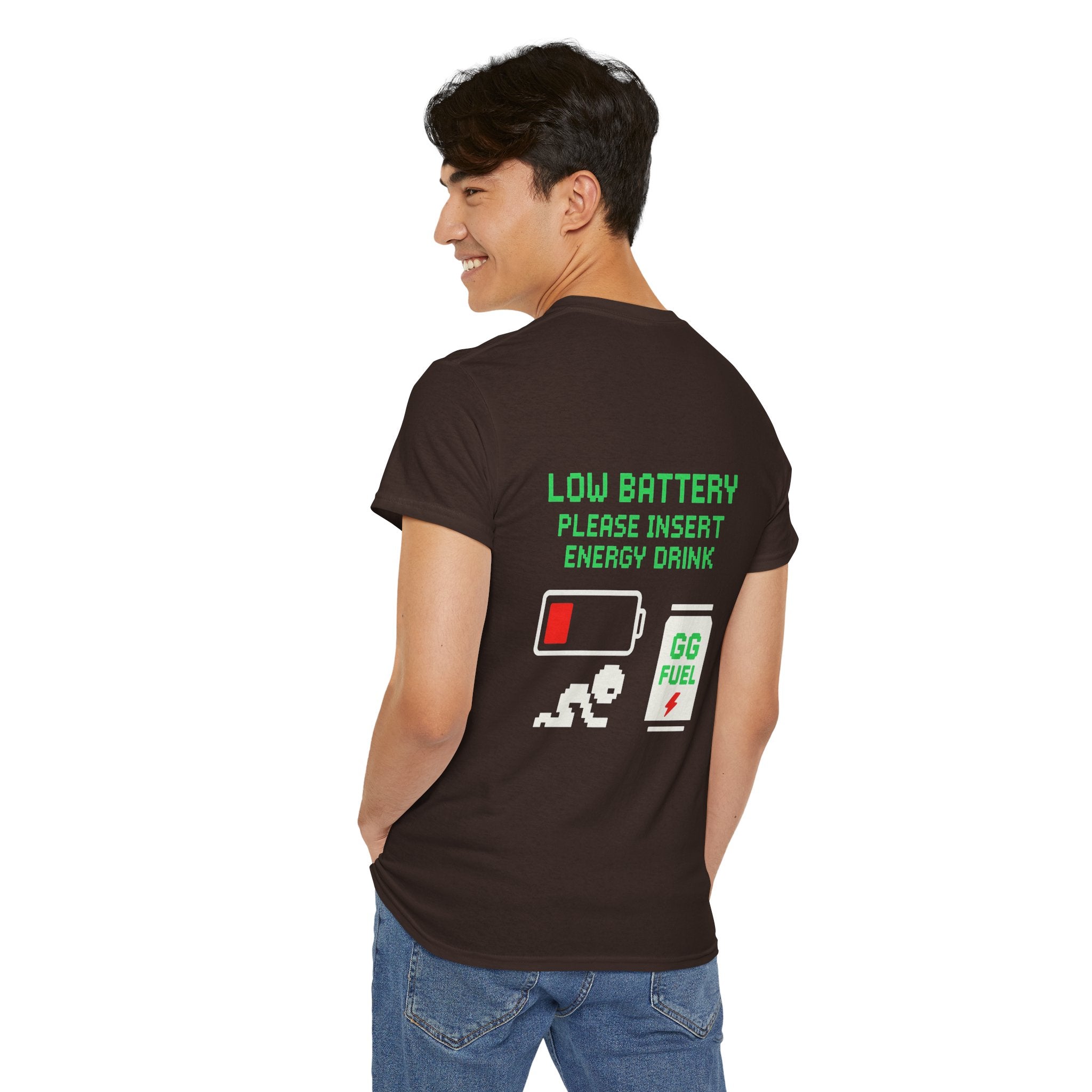 Low Battery – Please Insert Energy Drink – Gaming Meme Shirt